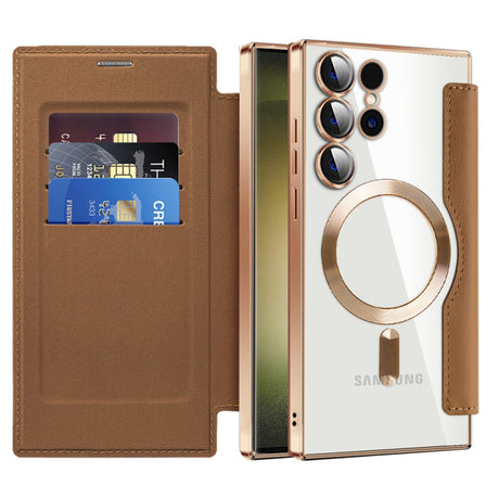 Husa de protectie Techsuit SmartMag Book compatibil cu Samsung Galaxy S23 Ultra, Maro