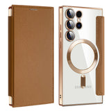 Husa de protectie Techsuit SmartMag Book compatibil cu Samsung Galaxy S24 Ultra, Maro