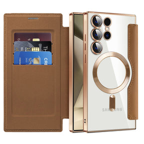 Husa de protectie Techsuit SmartMag Book compatibil cu Samsung Galaxy S24 Ultra, Maro