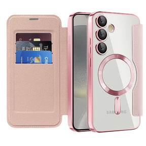 Husa de protectie Techsuit SmartMag Book compatibil cu Samsung Galaxy S24, Roz