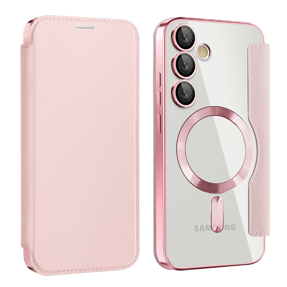 Husa de protectie Techsuit SmartMag Book compatibil cu Samsung Galaxy S24, Roz