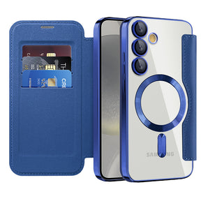 Husa de protectie Techsuit SmartMag Book compatibil cu Samsung Galaxy S24 Plus, Albastru