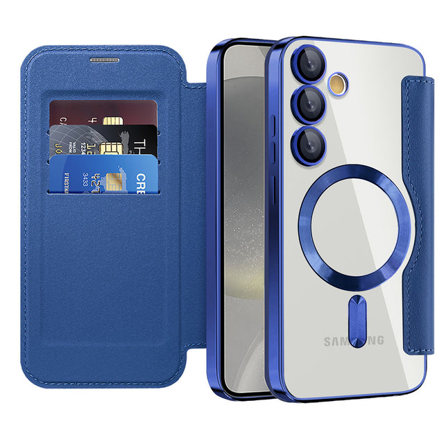 Husa de protectie Techsuit SmartMag Book compatibil cu Samsung Galaxy S24 Plus, Albastru