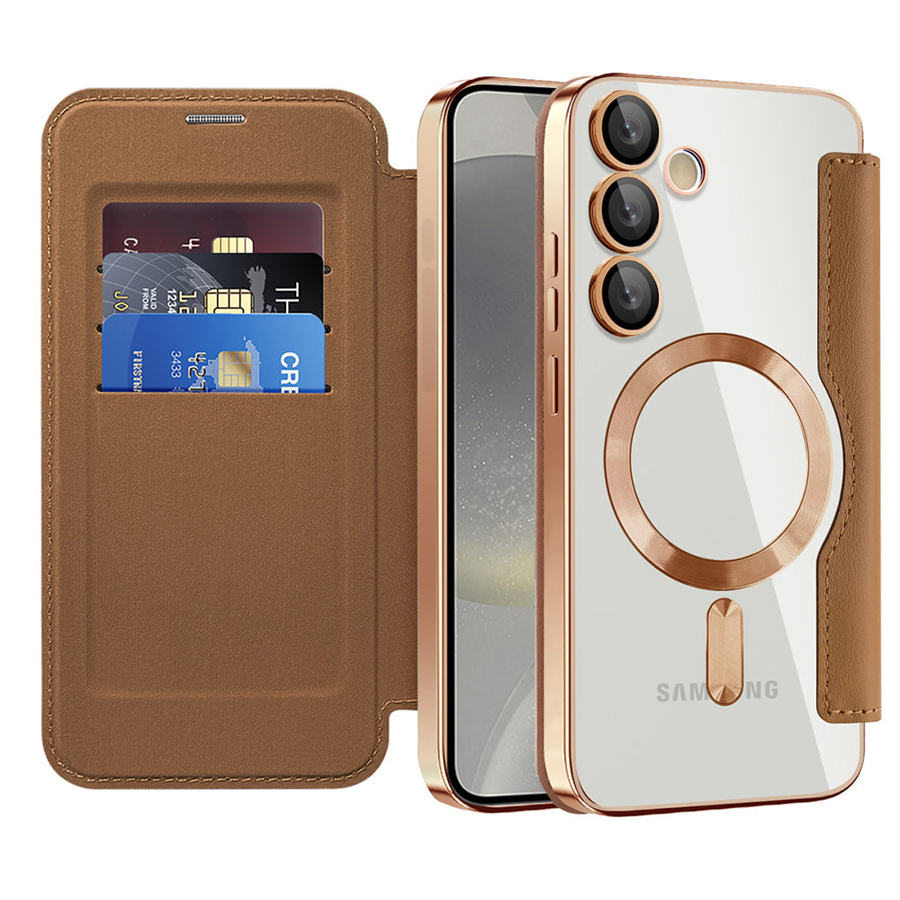 Husa de protectie Techsuit SmartMag Book compatibil cu Samsung Galaxy S24 Plus, Maro