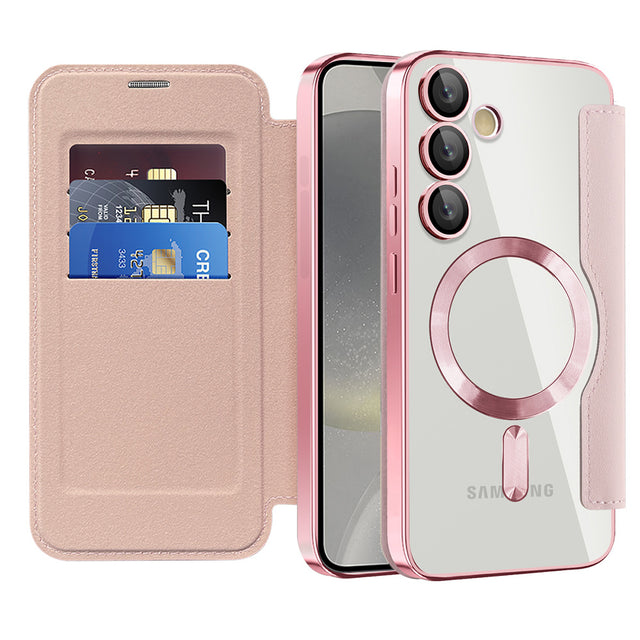 Husa de protectie Techsuit SmartMag Book compatibil cu Samsung Galaxy S24 Plus, Roz