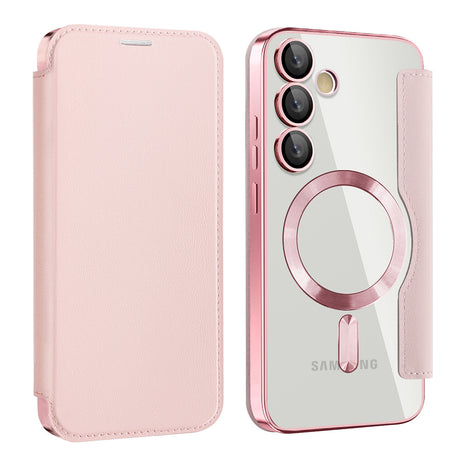 Husa de protectie Techsuit SmartMag Book compatibil cu Samsung Galaxy S24 Plus, Roz