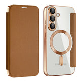 Husa de protectie Techsuit SmartMag Book compatibil cu Samsung Galaxy S25, Maro