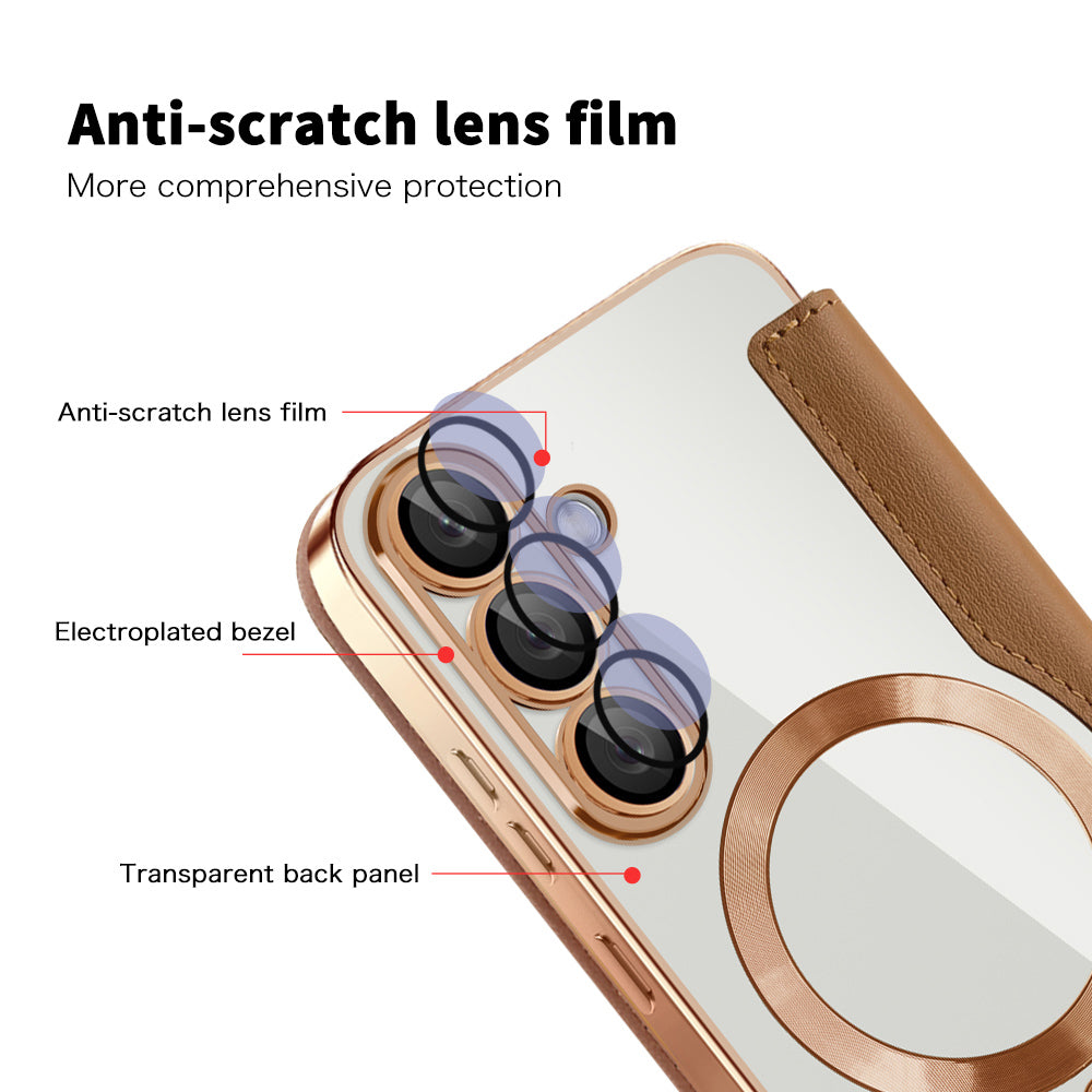 Husa de protectie Techsuit SmartMag Book compatibil cu Samsung Galaxy S25, Maro