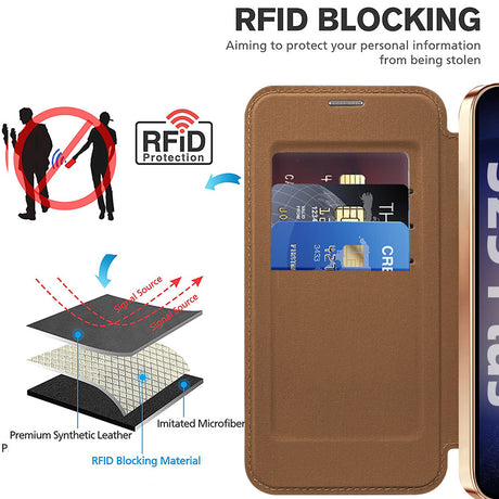 Husa de protectie Techsuit SmartMag Book compatibil cu Samsung Galaxy S25, Maro