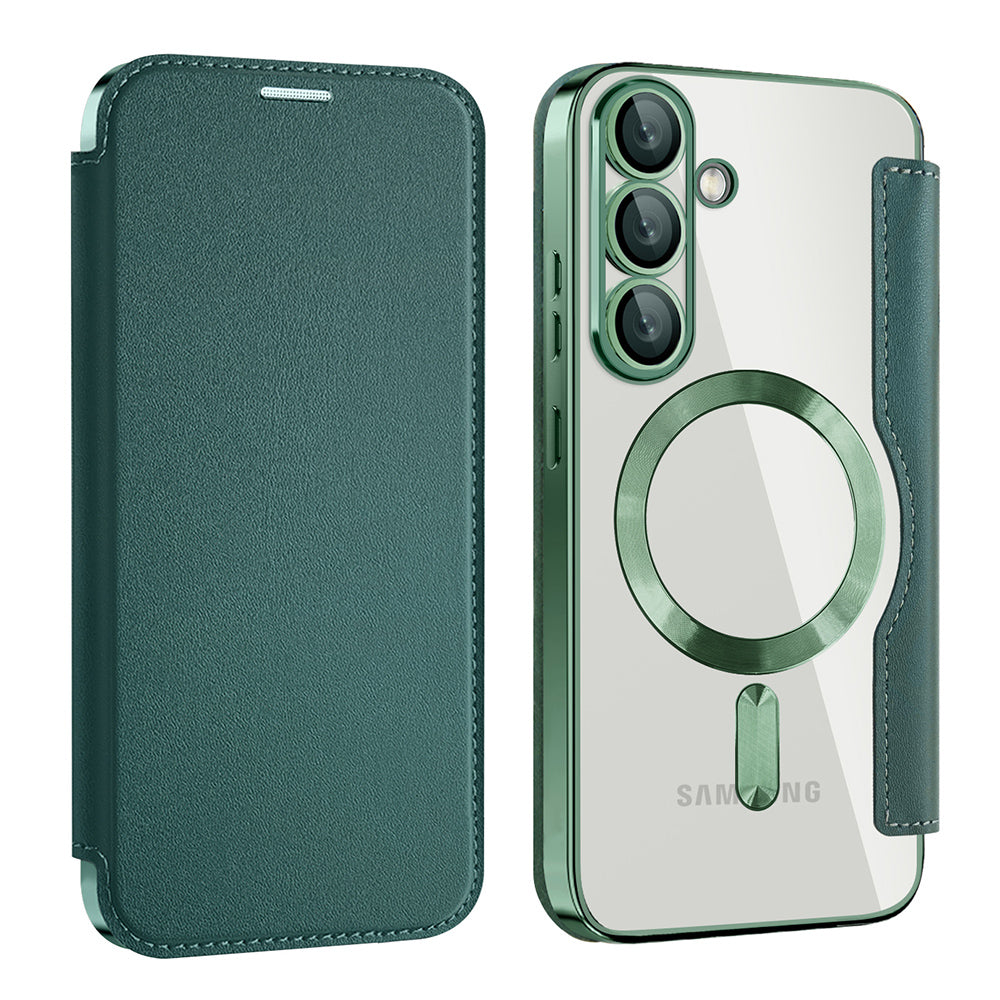 Husa de protectie Techsuit SmartMag Book compatibil cu Samsung Galaxy S25, Verde