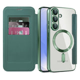 Husa de protectie Techsuit SmartMag Book compatibil cu Samsung Galaxy S25, Verde