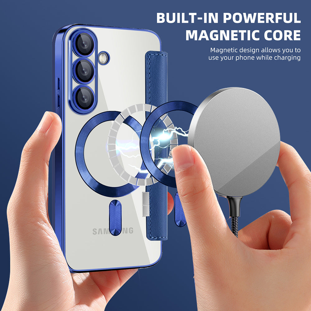 Husa de protectie Techsuit SmartMag Book compatibil cu Samsung Galaxy S25, Albastru