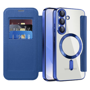 Husa de protectie Techsuit SmartMag Book compatibil cu Samsung Galaxy S25, Albastru