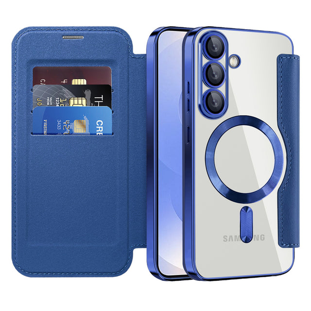 Husa de protectie Techsuit SmartMag Book compatibil cu Samsung Galaxy S25, Albastru