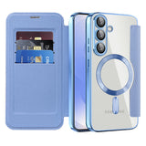 Husa de protectie Techsuit SmartMag Book compatibil cu Samsung Galaxy S25, Albastru Deschis