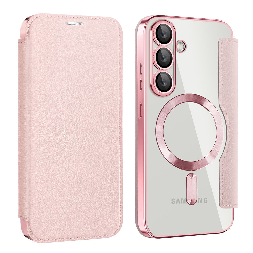 Husa de protectie Techsuit SmartMag Book compatibil cu Samsung Galaxy S25 Plus, Roz