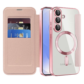 Husa de protectie Techsuit SmartMag Book compatibil cu Samsung Galaxy S25 Plus, Roz