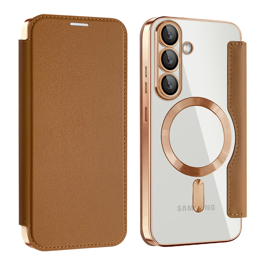Husa de protectie Techsuit SmartMag Book compatibil cu Samsung Galaxy S25 Plus, Maro