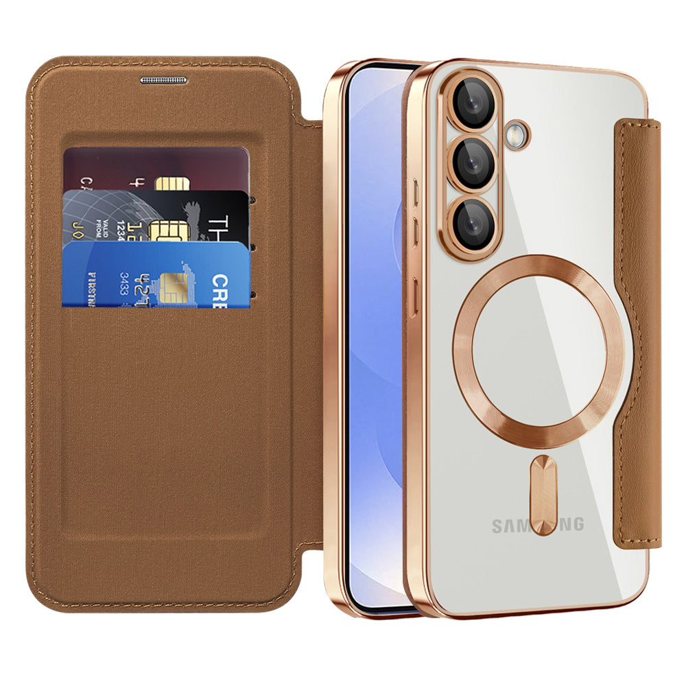 Husa de protectie Techsuit SmartMag Book compatibil cu Samsung Galaxy S25 Plus, Maro