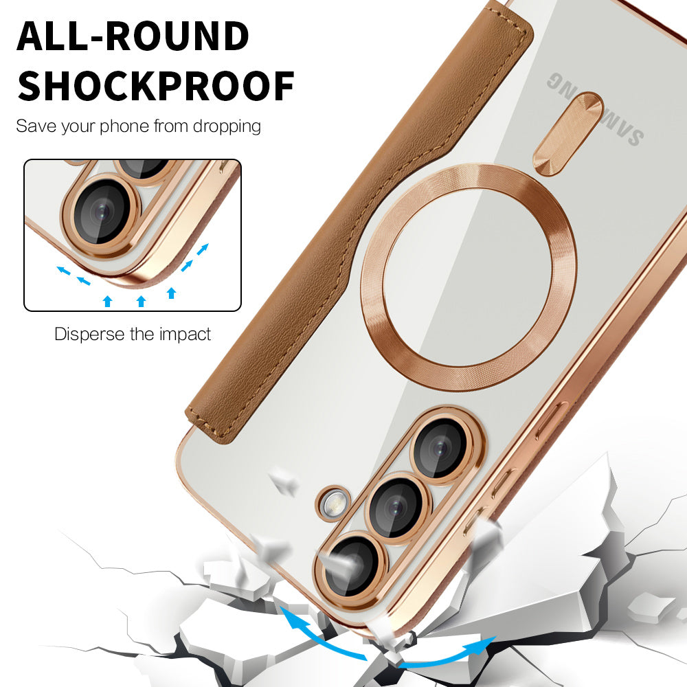 Husa de protectie Techsuit SmartMag Book compatibil cu Samsung Galaxy S25 Plus, Maro