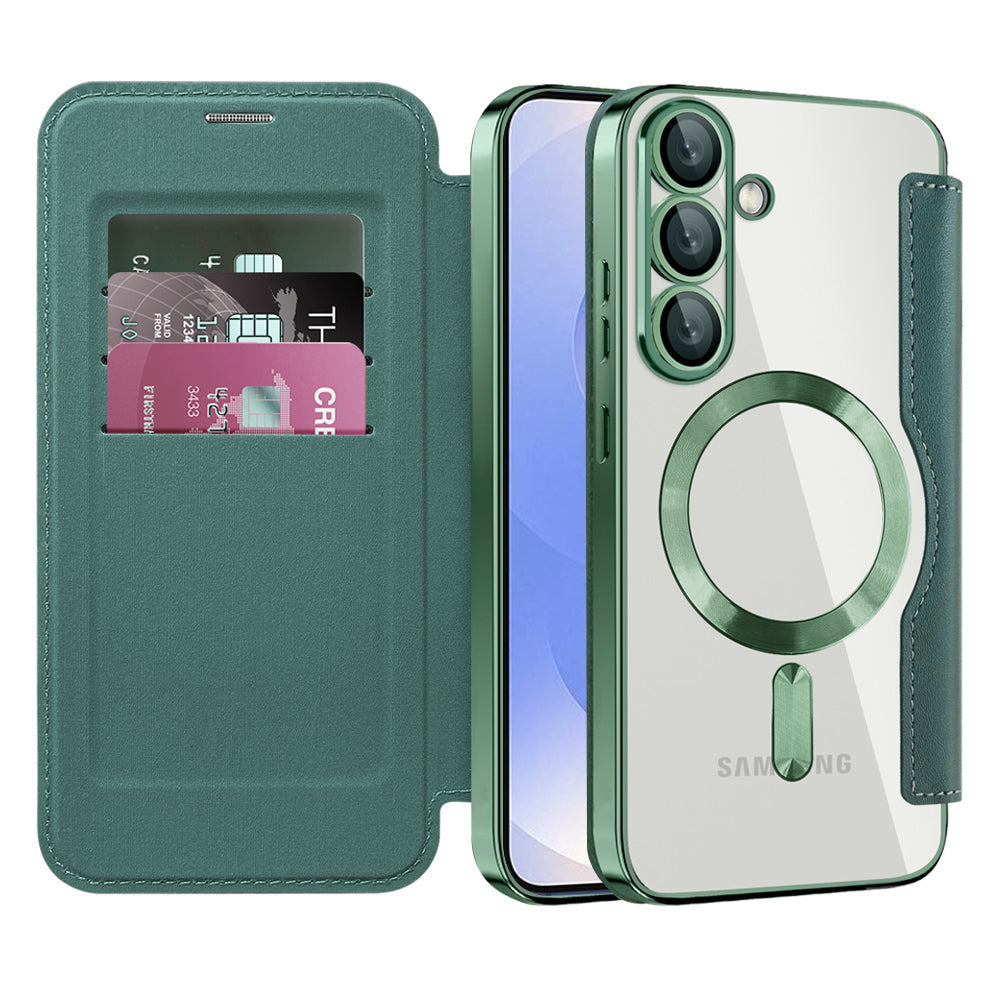 Husa de protectie Techsuit SmartMag Book compatibil cu Samsung Galaxy S25 Plus, Verde