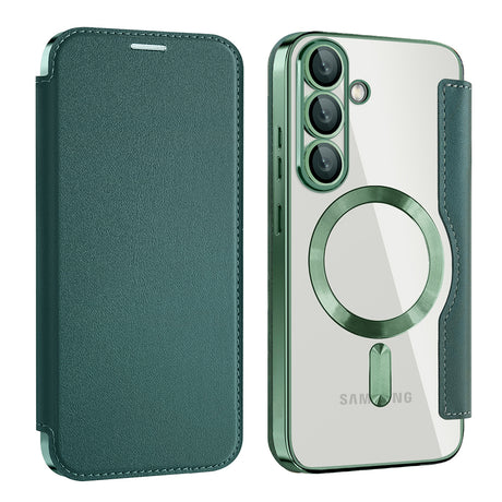Husa de protectie Techsuit SmartMag Book compatibil cu Samsung Galaxy S25 Plus, Verde