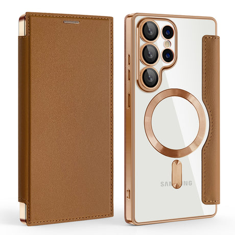 Husa de protectie Techsuit SmartMag Book compatibil cu Samsung Galaxy S25 Ultra, Maro