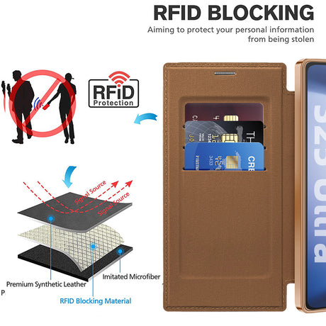 Husa de protectie Techsuit SmartMag Book compatibil cu Samsung Galaxy S25 Ultra, Maro