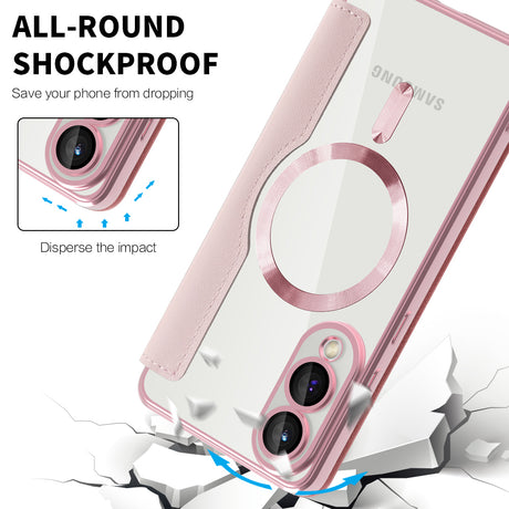 Husa de protectie Techsuit SmartMag Book compatibil cu Samsung Galaxy S25 Edge, Roz