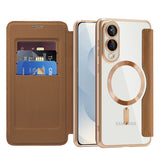 Husa de protectie Techsuit SmartMag Book compatibil cu Samsung Galaxy S25 Edge, Maro