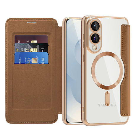 Husa de protectie Techsuit SmartMag Book compatibil cu Samsung Galaxy S25 Edge, Maro