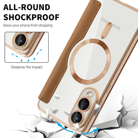 Husa de protectie Techsuit SmartMag Book compatibil cu Samsung Galaxy S25 Edge, Maro