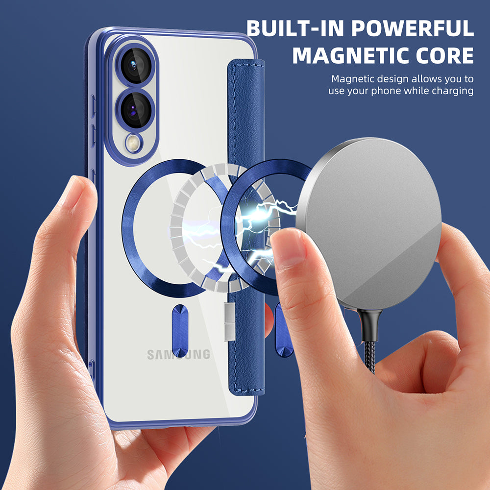 Husa de protectie Techsuit SmartMag Book compatibil cu Samsung Galaxy S25 Edge, Albastru