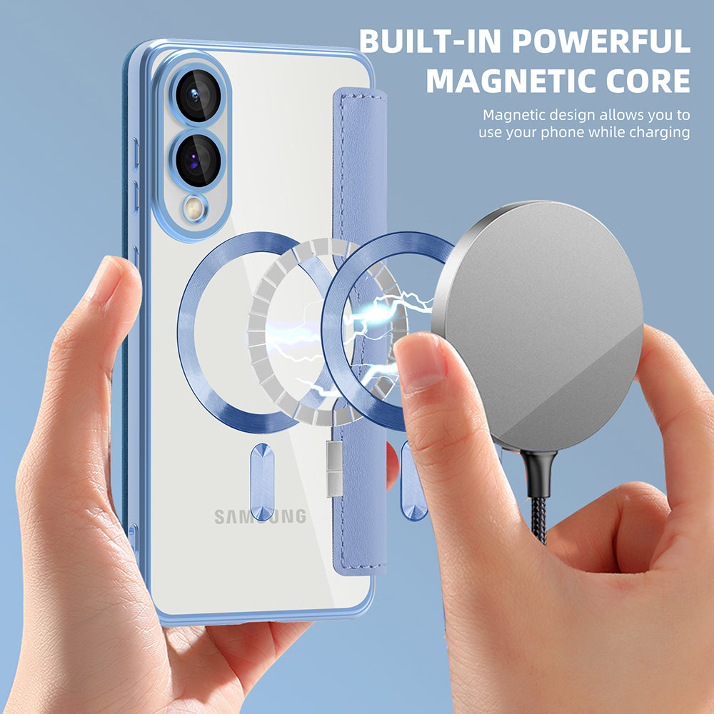 Husa de protectie Techsuit SmartMag Book compatibil cu Samsung Galaxy S25 Edge, Albastru Deschis