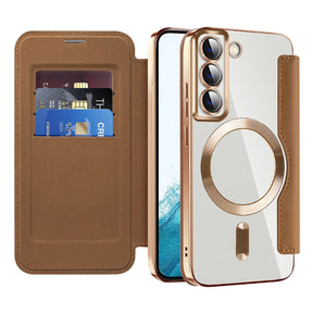Husa de protectie Techsuit SmartMag Book compatibil cu Samsung Galaxy S22 5G, Maro