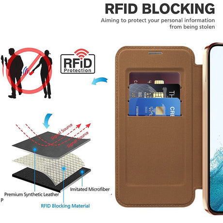 Husa de protectie Techsuit SmartMag Book compatibil cu Samsung Galaxy S22 5G, Maro