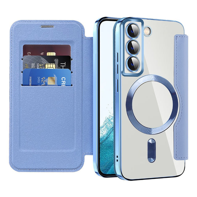 Husa de protectie Techsuit SmartMag Book compatibil cu Samsung Galaxy S22 5G, Albastru Deschis