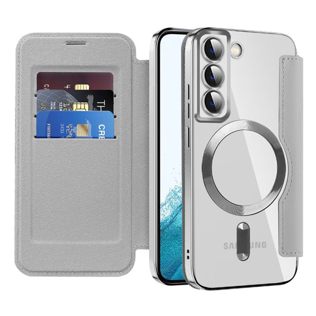 Husa de protectie Techsuit SmartMag Book compatibil cu Samsung Galaxy S22 5G, Gri
