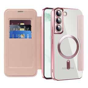 Husa de protectie Techsuit SmartMag Book compatibil cu Samsung Galaxy S22 Plus 5G, Roz