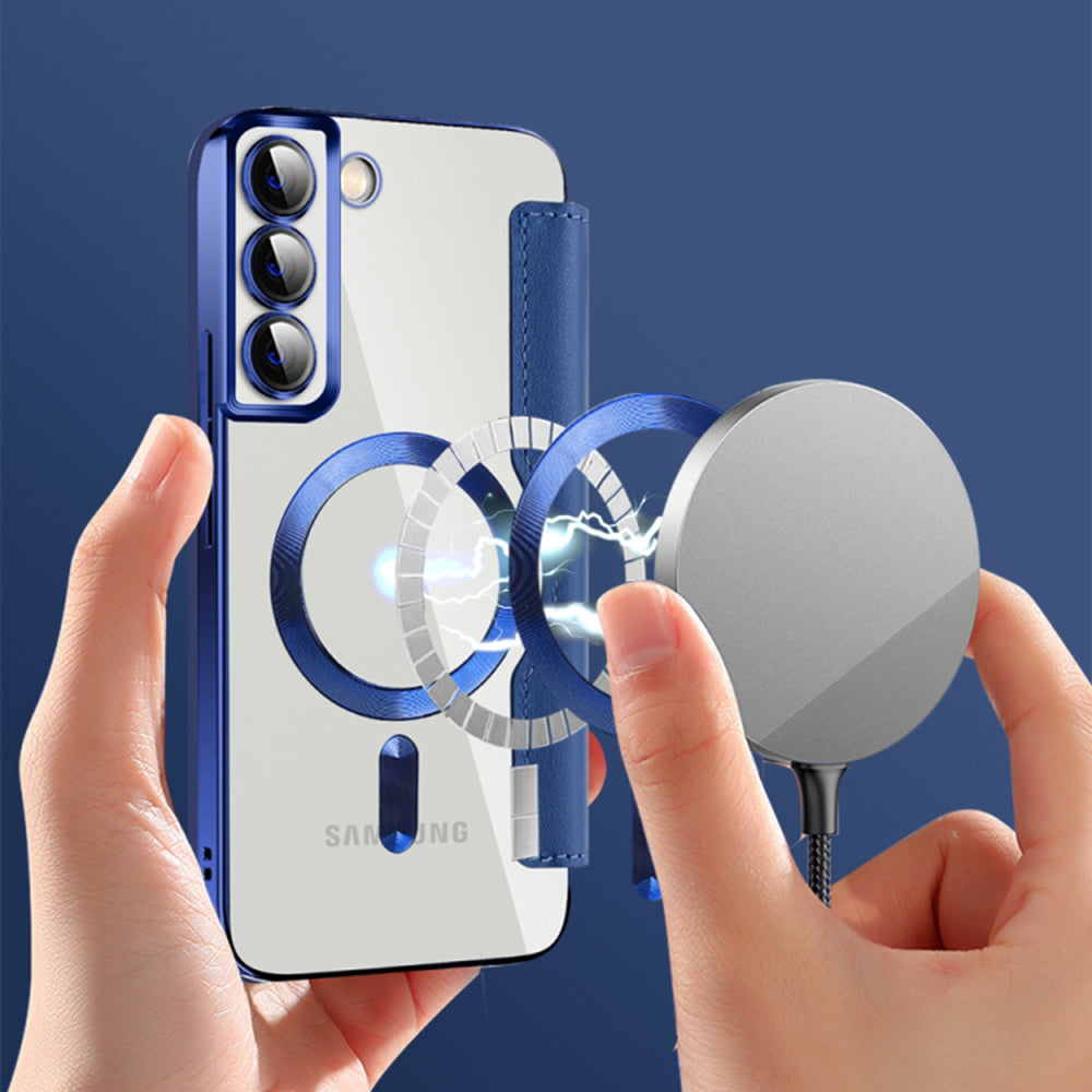 Husa de protectie Techsuit SmartMag Book compatibil cu Samsung Galaxy S22 Plus 5G, Albastru