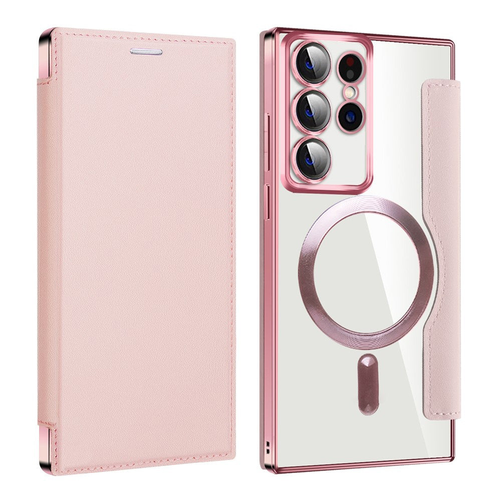 Husa de protectie Techsuit SmartMag Book compatibil cu Samsung Galaxy S22 Ultra 5G, Roz