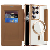 Husa de protectie Techsuit SmartMag Book compatibil cu Samsung Galaxy S22 Ultra 5G, Maro