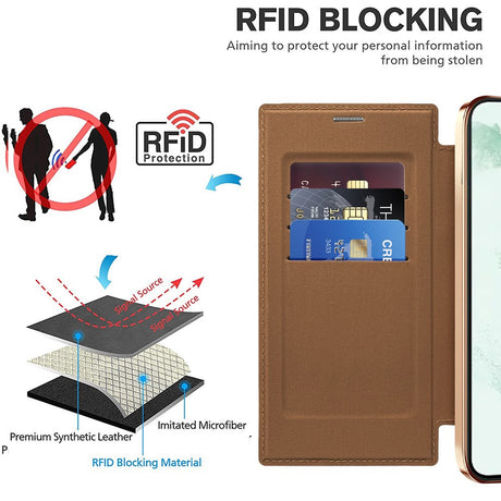 Husa de protectie Techsuit SmartMag Book compatibil cu Samsung Galaxy S22 Ultra 5G, Maro