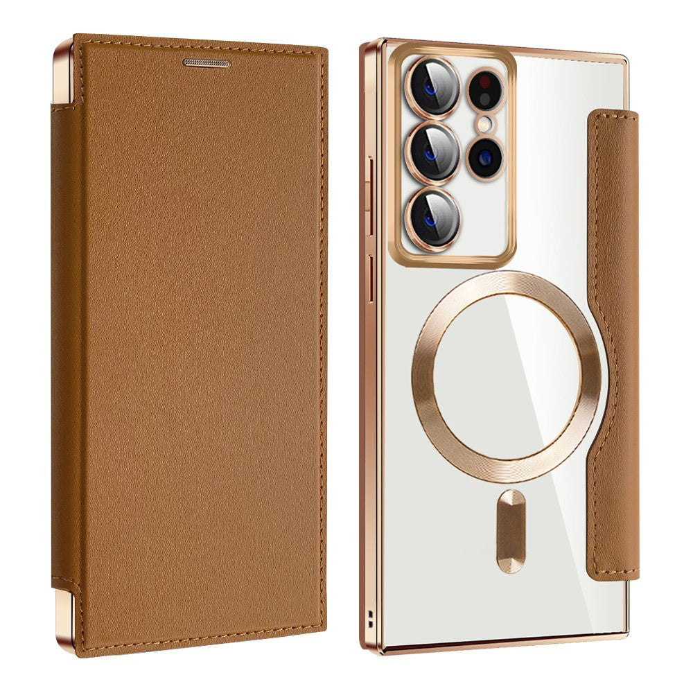 Husa de protectie Techsuit SmartMag Book compatibil cu Samsung Galaxy S22 Ultra 5G, Maro