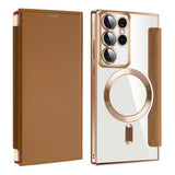 Husa de protectie Techsuit SmartMag Book compatibil cu Samsung Galaxy S22 Ultra 5G, Maro