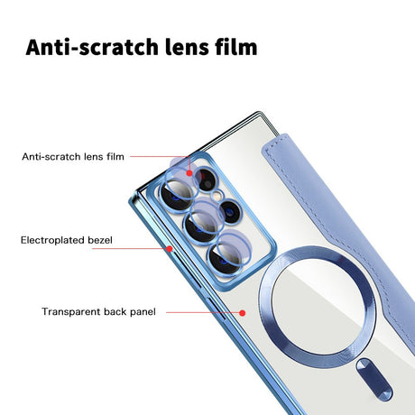 Husa de protectie Techsuit SmartMag Book compatibil cu Samsung Galaxy S22 Ultra 5G, Albastru Deschis