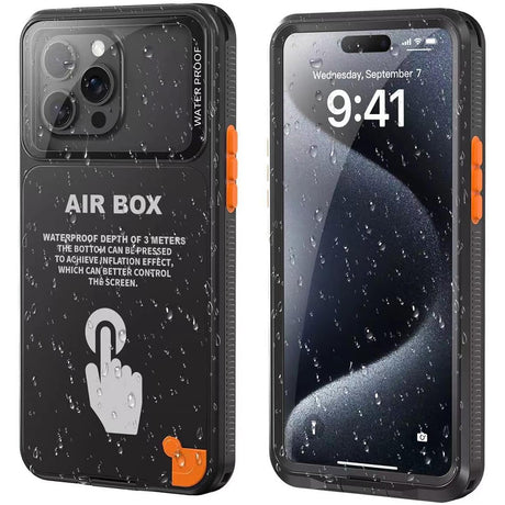 ShellBox AirBox Waterproof IP68 Case (6.1 inch), iPhone 12/12 Pro/13/13 Pro/14/14 pro/15/15 Pro/16, Negru