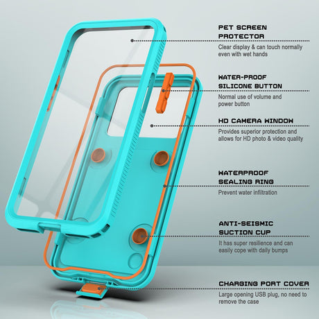 ShellBox AirBox Waterproof IP68 Case (6.1 inch), iPhone 12/12 Pro/13/13 Pro/14/14 pro/15/15 Pro/16, Albastru