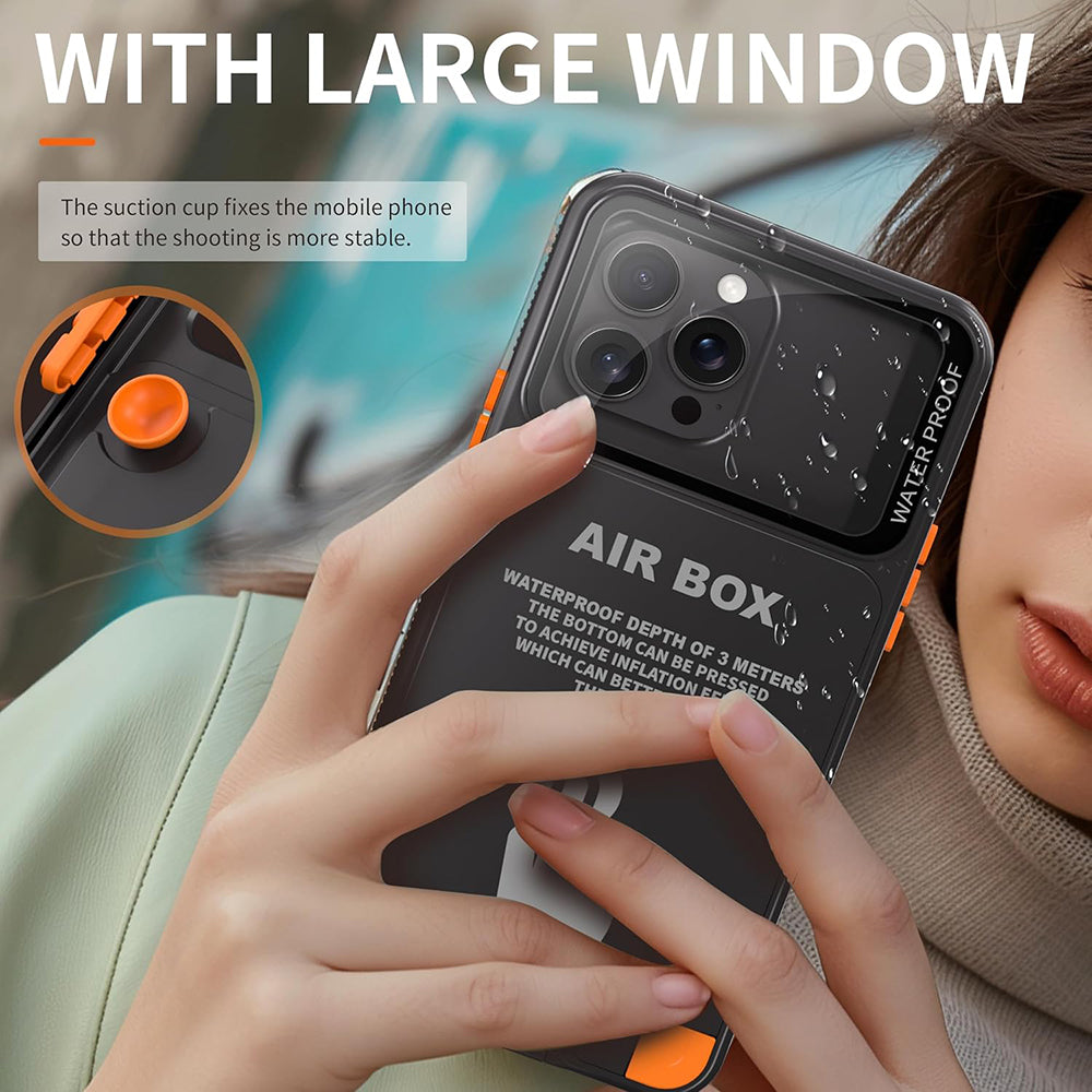 ShellBox AirBox Waterproof IP68 Case (6.1 inch), iPhone 12/12 Pro/13/13 Pro/14/14 pro/15/15 Pro/16, Negru