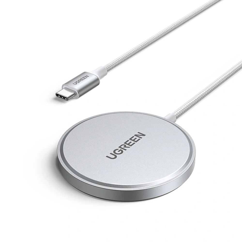Incarcator Ugreen Magnetic Wireless W703 (35565), Fast Charge, Universal, USB-C, Qi2, 15W, 5V/3A, Type-C Cable, 1.5m, Alb